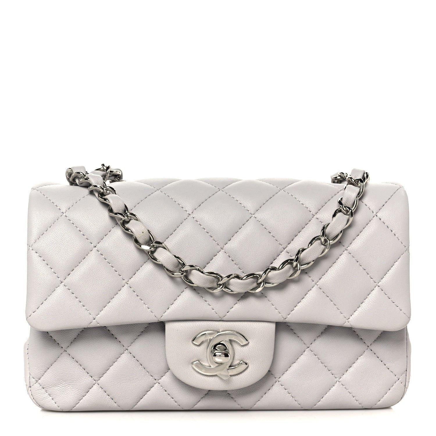 Chanel Lambskin Quilted Mini Rectangular Flap Grey 1 of 11