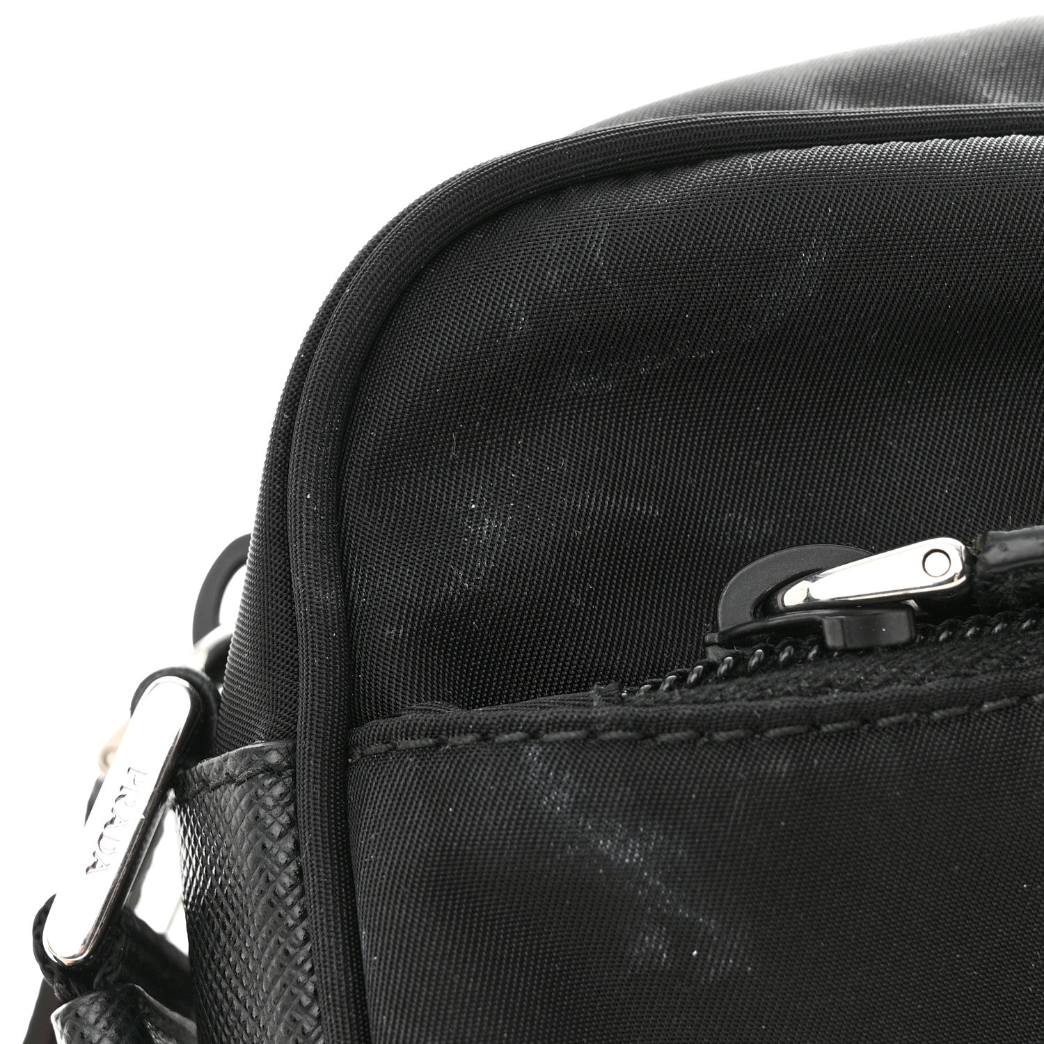Prada Re-Nylon Vela Saffiano Pocket Double Zip Shoulder Bag Black 10 of 10