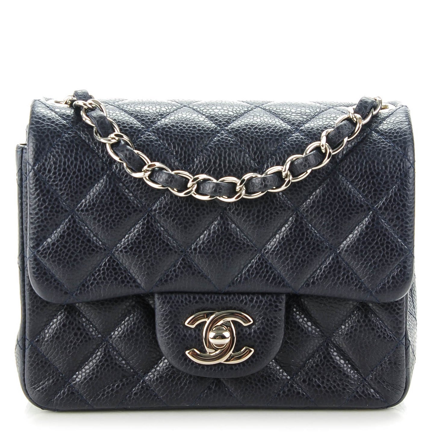 Caviar Quilted Mini Square Flap Navy