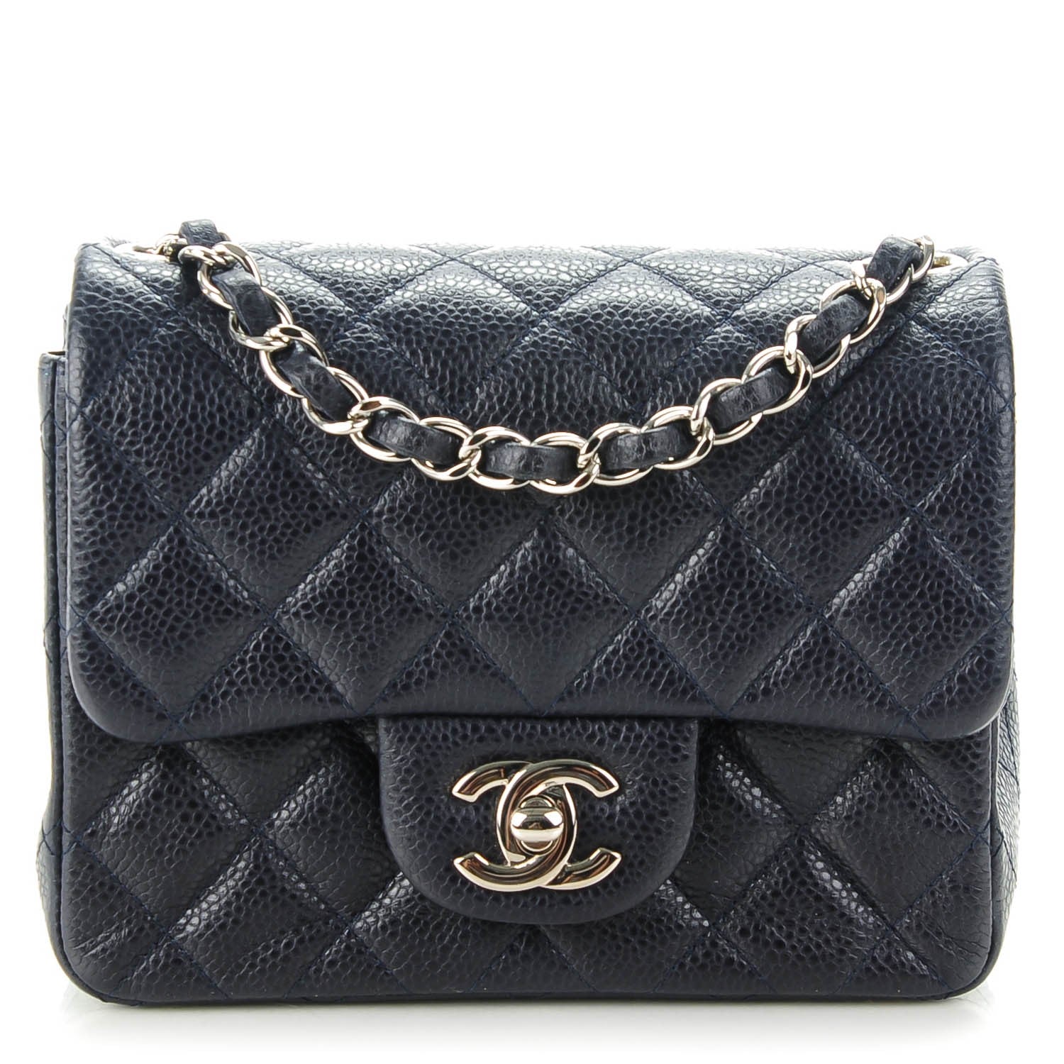 Chanel Caviar Quilted Mini Square Flap Navy 1 of 8