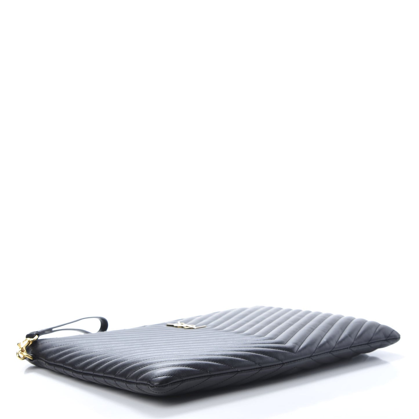 Calfskin Matelasse Chevron Monogram Document Holder Black