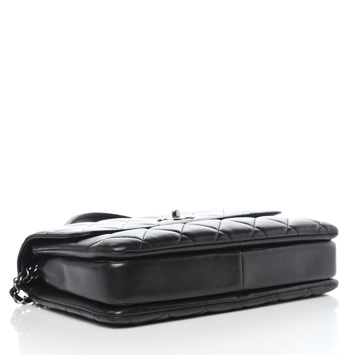 Lambskin Quilted Medium Trendy CC Flap Dual Handle Bag Black