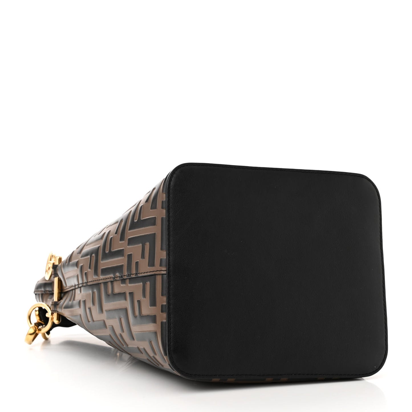 Vitello Grace F is Fendi Bi-Color FF 1974 Embossed Grande Mon Tresor Bucket Bag Maya Black Fragola
