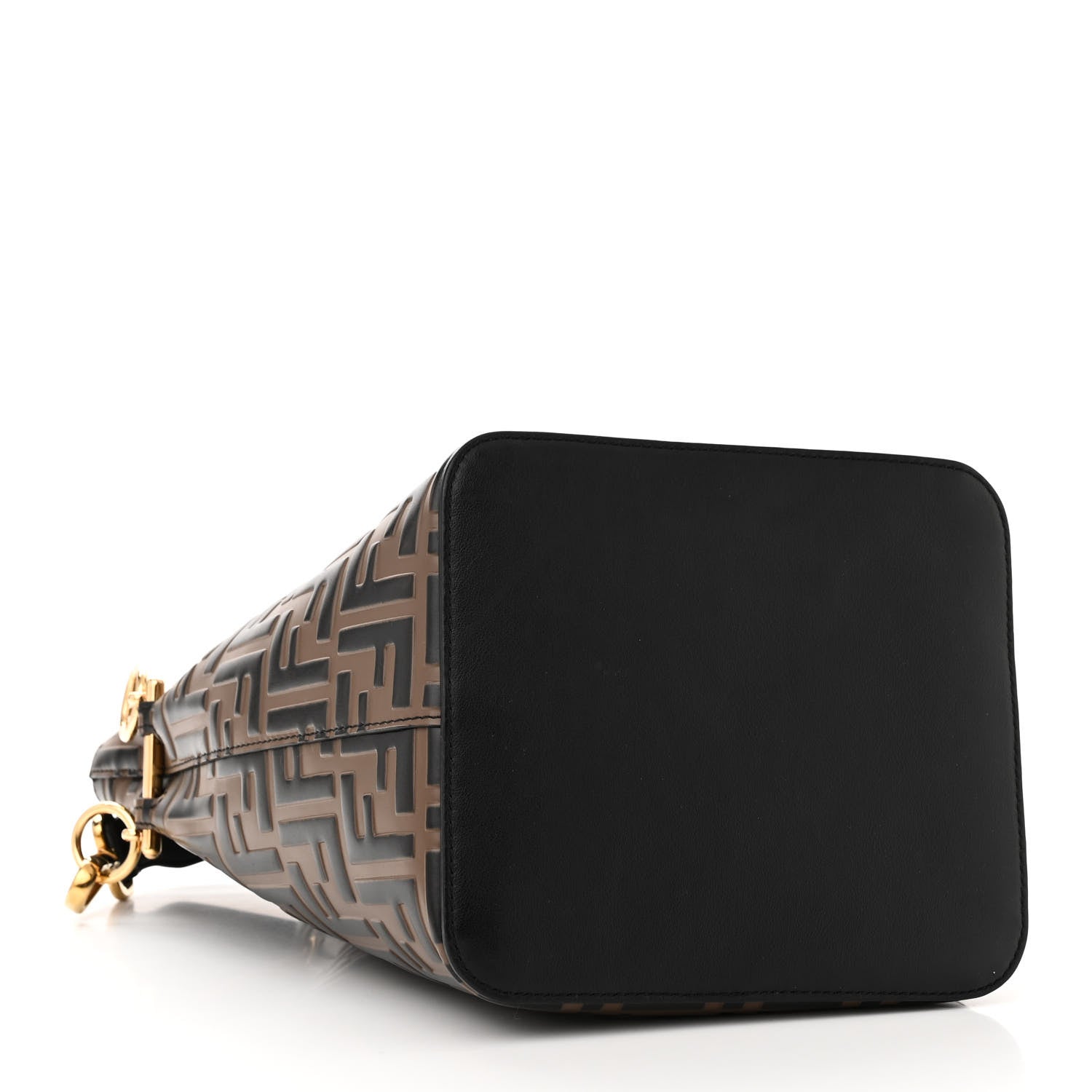 Fendi Vitello Grace F is Fendi Bi-Color FF 1974 Embossed Grande Mon Tresor Bucket Bag Maya Black Fragola 4 of 11