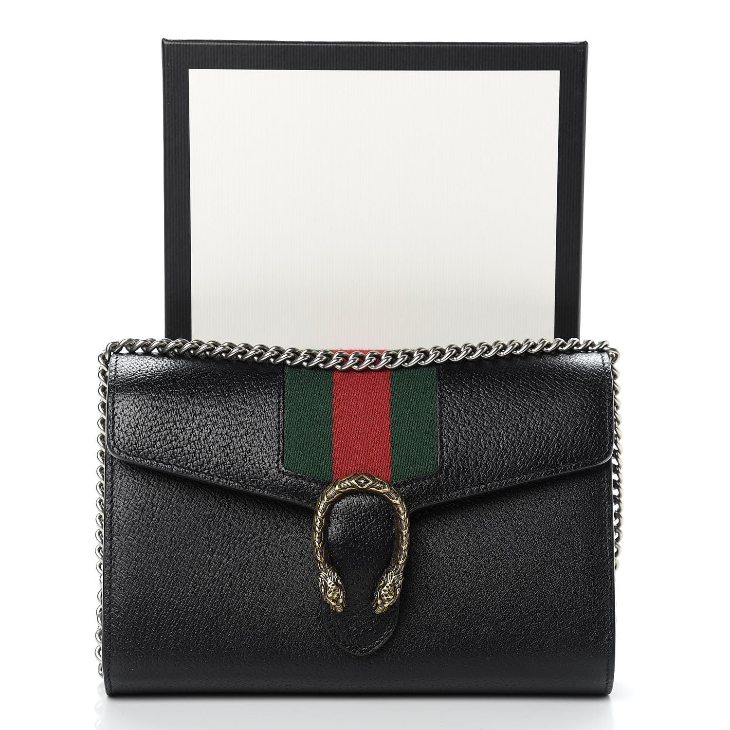 Gucci Calfskin Web Mini Dionysus Chain Wallet Black 11 of 11
