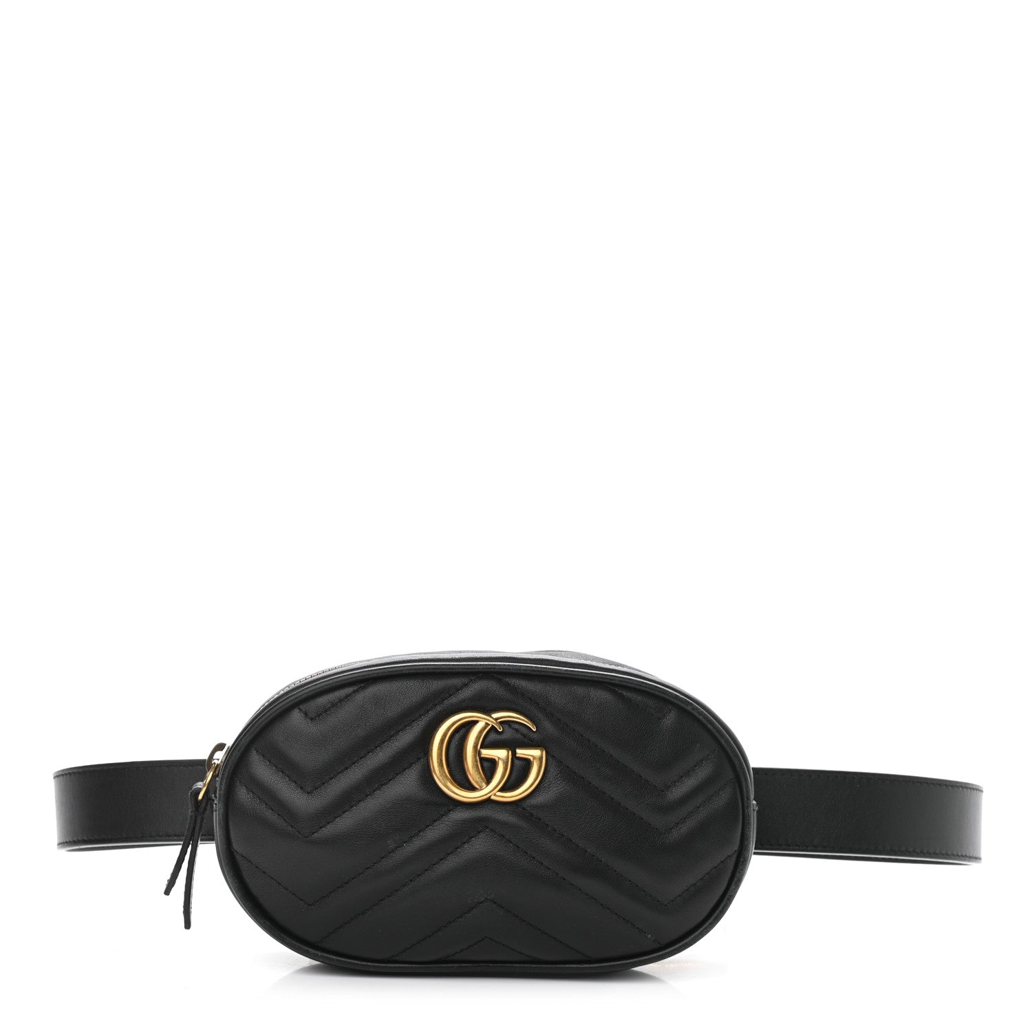 Gucci Calfskin Matelasse GG Marmont Belt Bag 95 38 Black 1 of 15
