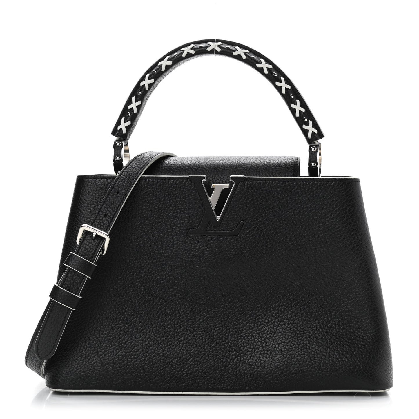 Taurillon Stitched Capucines PM Black
