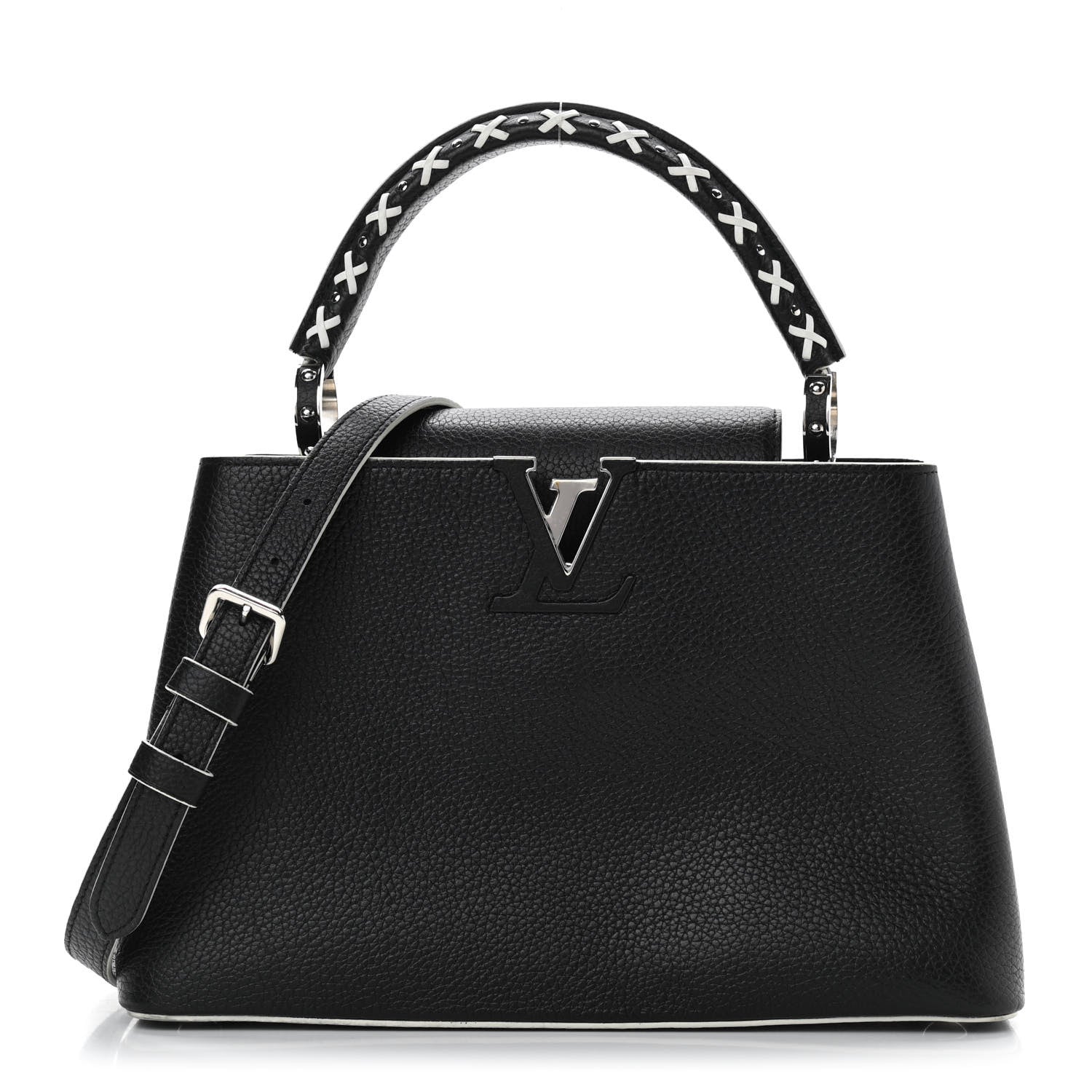 Louis Vuitton Taurillon Stitched Capucines PM Black 1 of 10