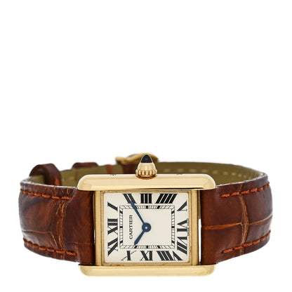 Cartier 18K Yellow Gold Alligator 22mm Tank Louis Quartz Watch Brown 2 of 5