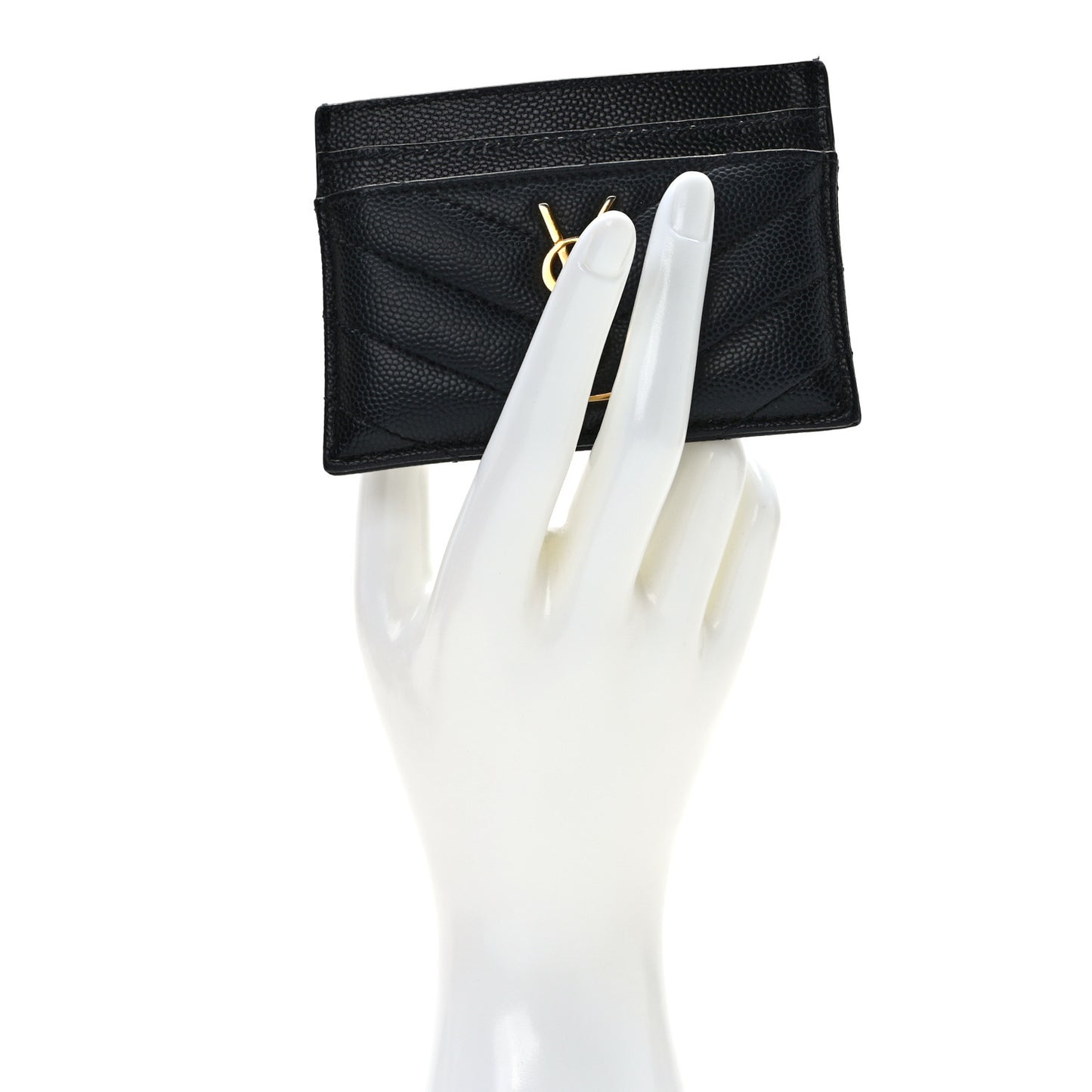 Grain De Poudre Matelasse Chevron Monogram Credit Card Case Black