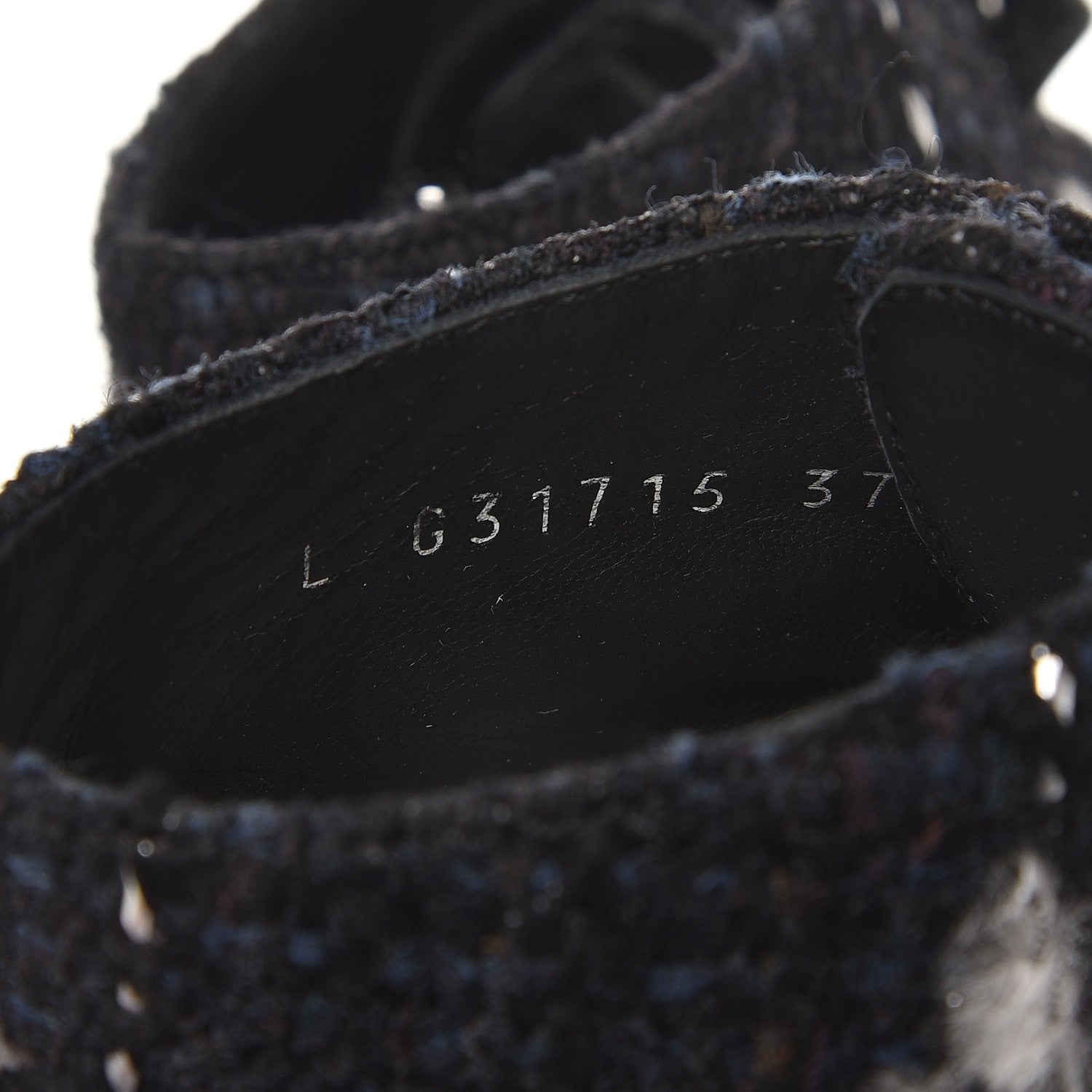 Chanel Suede Tweed High Top Sneakers 37 Black Navy 6 of 8