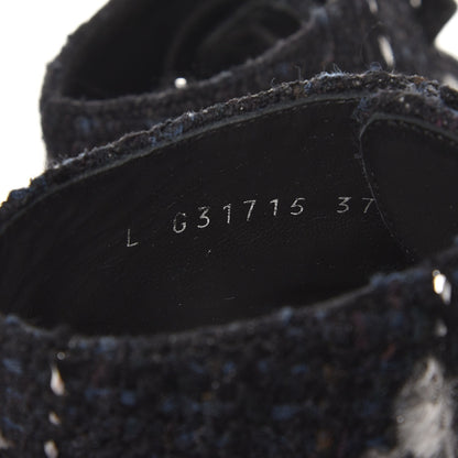 Chanel Suede Tweed High Top Sneakers 37 Black Navy 6 of 8