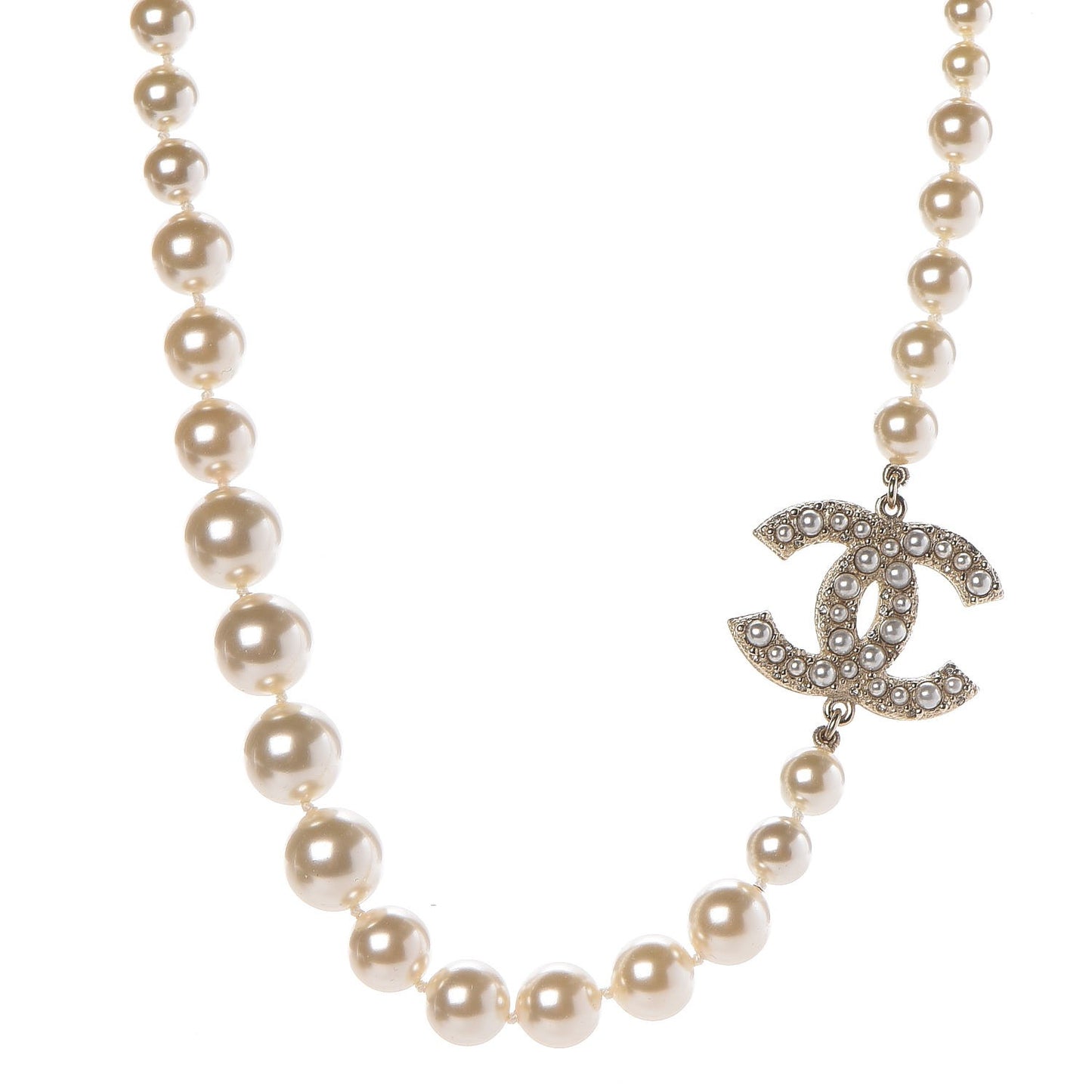 Graduated Pearl CC Short Necklace Gold