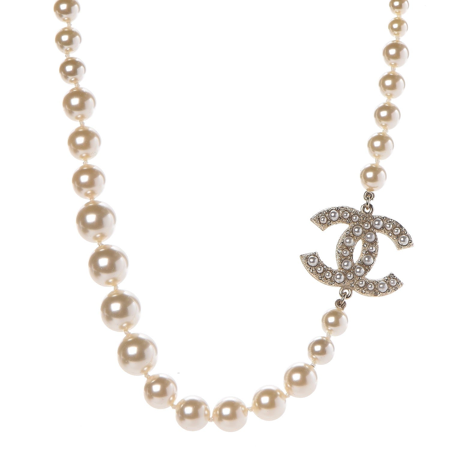 Chanel Graduated Pearl CC Short Necklace Gold 1 of 7