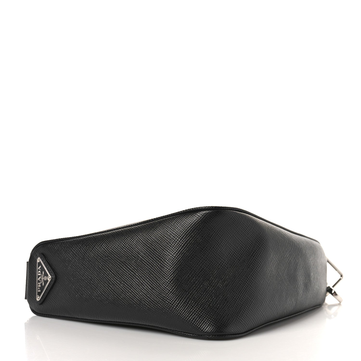 Prada Saffiano Cuir Triangle Logo Embossed Triangle Shoulder Bag Black 4 of 7