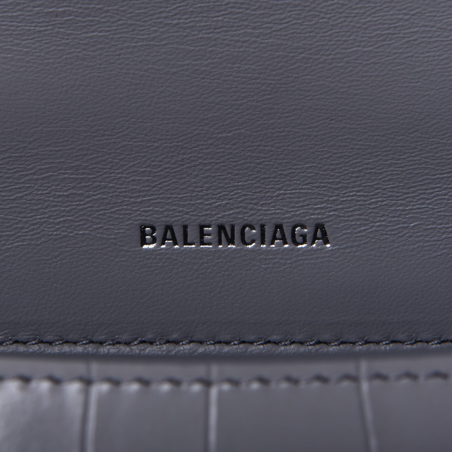 Balenciaga Shiny Calfskin Crocodile Embossed Small Hourglass Top Handle Bag Balenciaga Grey 4 of 4