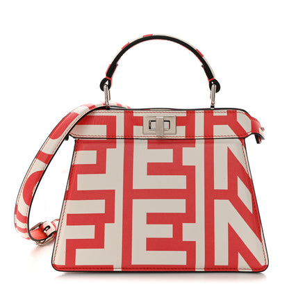 Fendi X MARC JACOBS Nappa Lunar New Year Petite Peekaboo I SEE U Satchel Glow Coral White 1 of 11