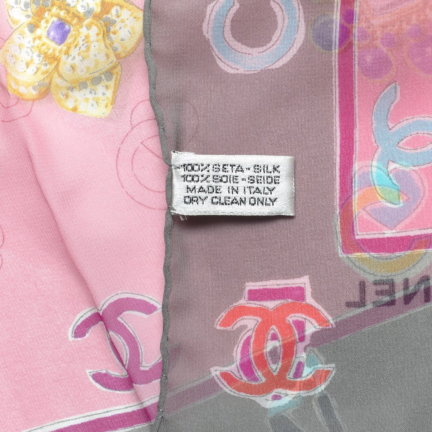 Silk CC Square Scarf Pink