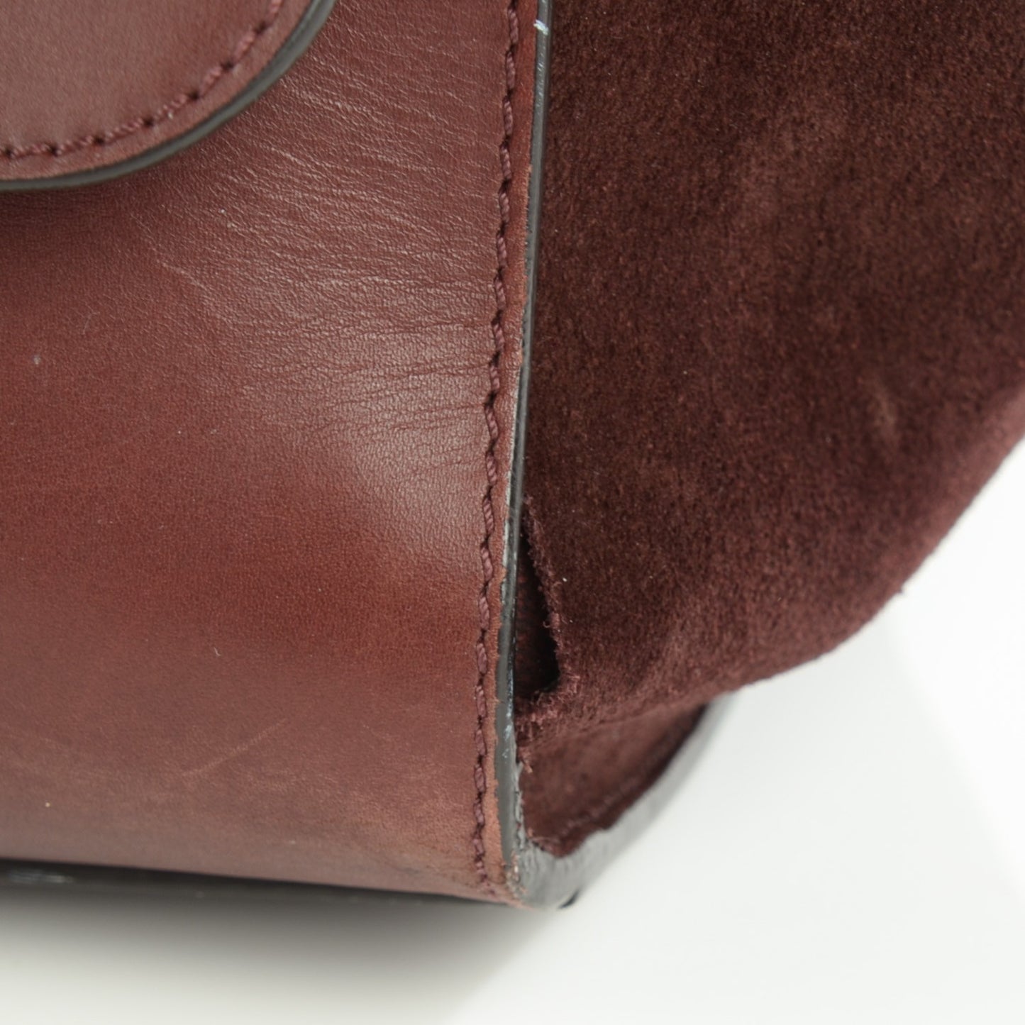 Smooth Calfskin Suede Medium Trapeze Burgundy