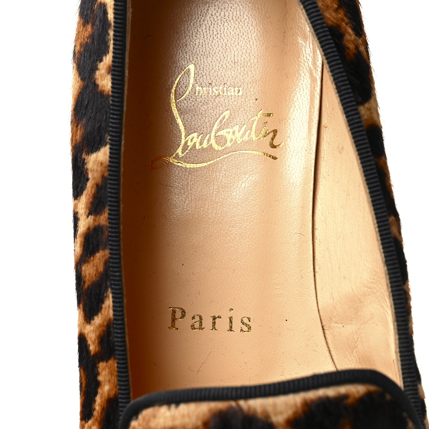 Pony Hair Print Spikes Womens Intern Flat Loafers 36 Leopard Black