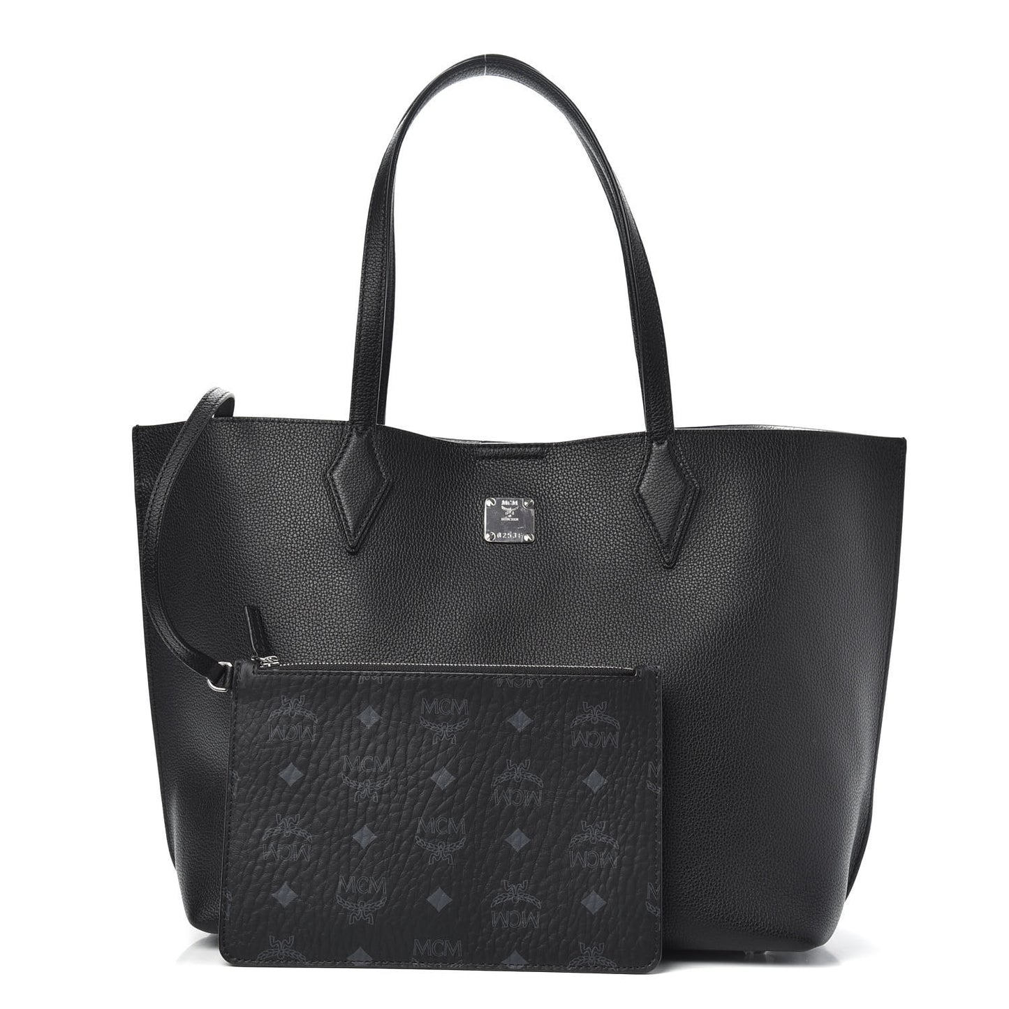 Grained Calfskin Medium Yris Shopper Tote Black