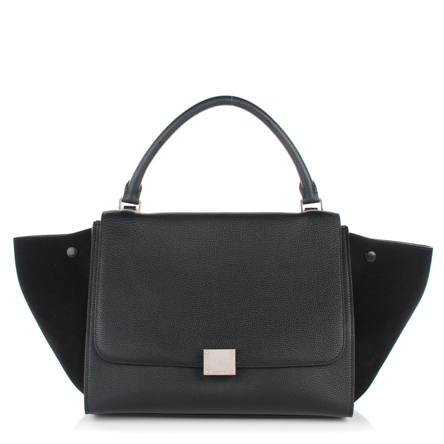 Drummed Calfskin Suede Medium Trapeze Black