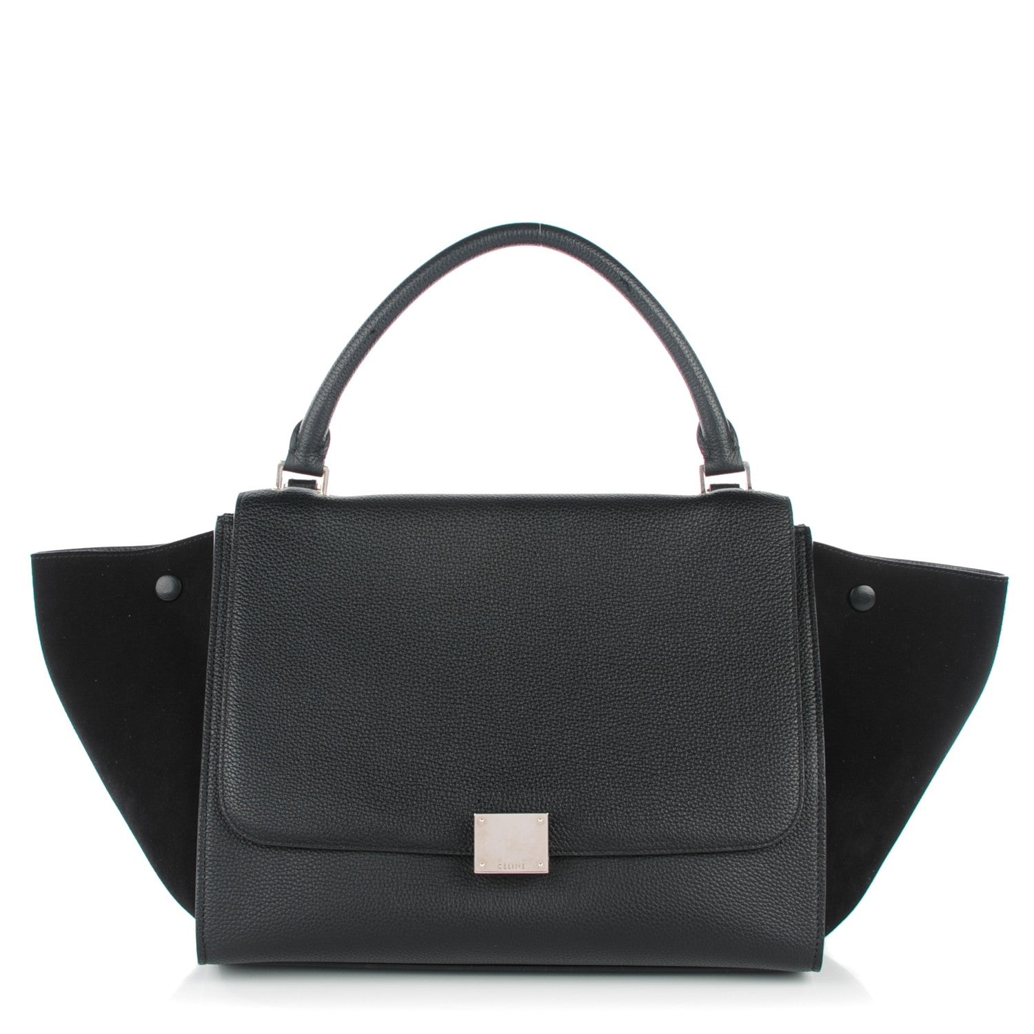 Celine Drummed Calfskin Suede Medium Trapeze Black 1 of 7