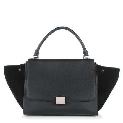 Celine Drummed Calfskin Suede Medium Trapeze Black 1 of 7
