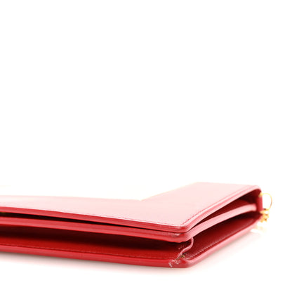 Celine Smooth Lambskin Frame Evening Chain Clutch Scarlet Chalk 10 of 10