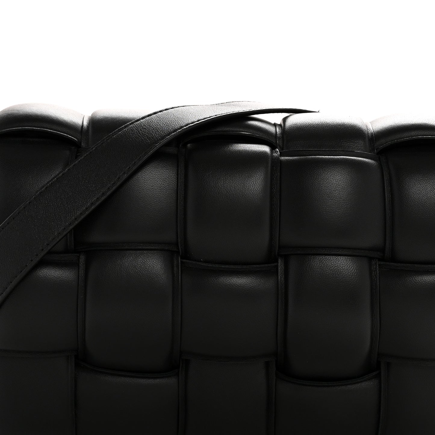 Nappa Maxi Intreccio Padded Cassette Crossbody Bag Black