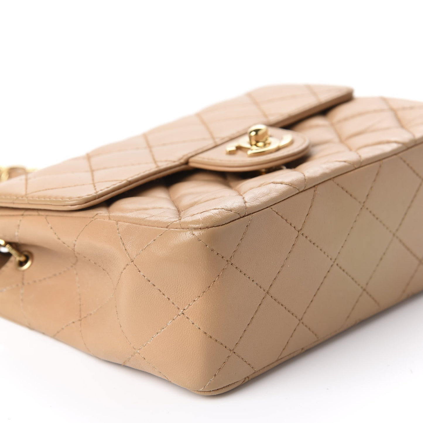 Lambskin Quilted Mini Square Flap Beige