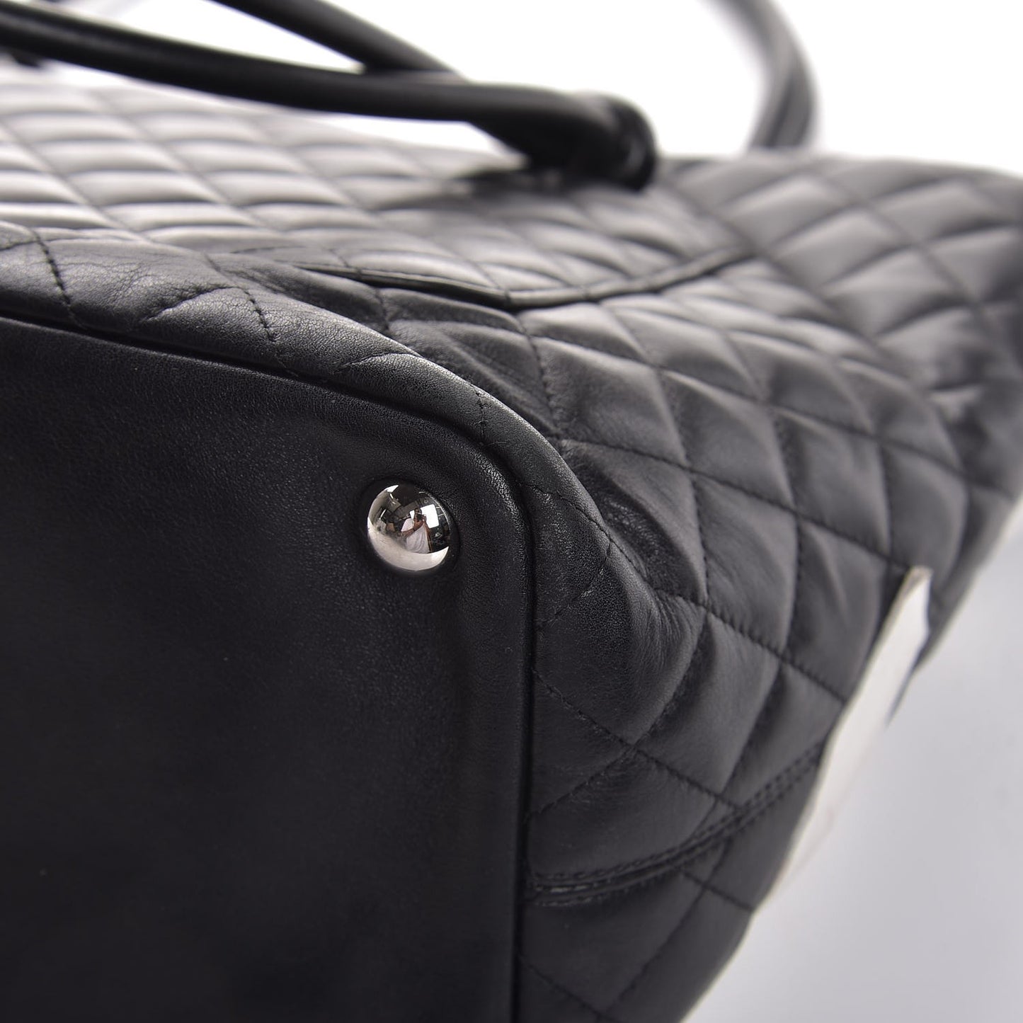 Calfskin Quilted Large Cambon Tote Black White