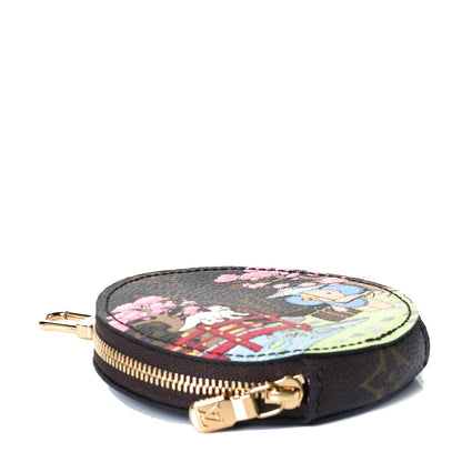 Louis Vuitton Monogram 2021 Christmas Animation Japanese Garden Round Coin Purse Wisteria Pink 3 of 6