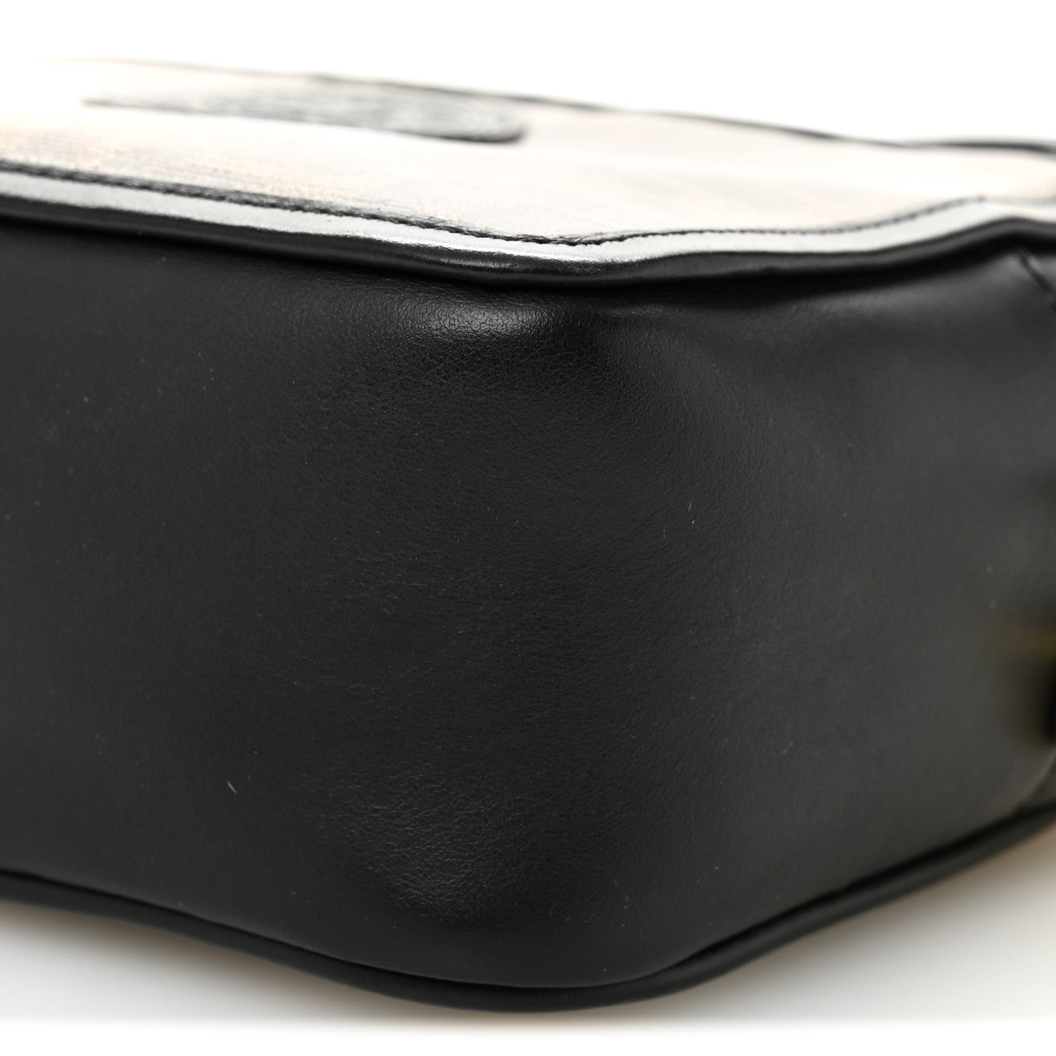 Fendi Glazed Fabric Vitello Century FF 1974 Stamp Patch Mini Camera Case Mogano Panna Black 10 of 11
