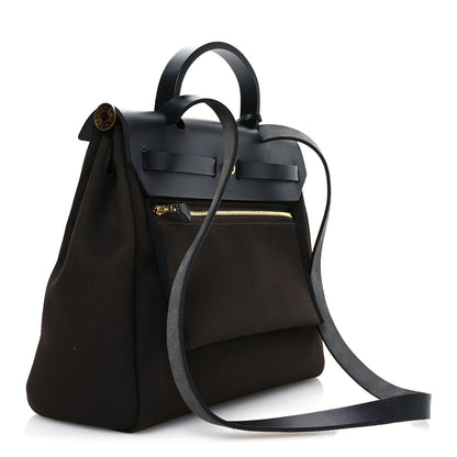 Hermes Military Toile Vache Hunter Herbag Zip Retourne 31 PM Black Ebene 4 of 11