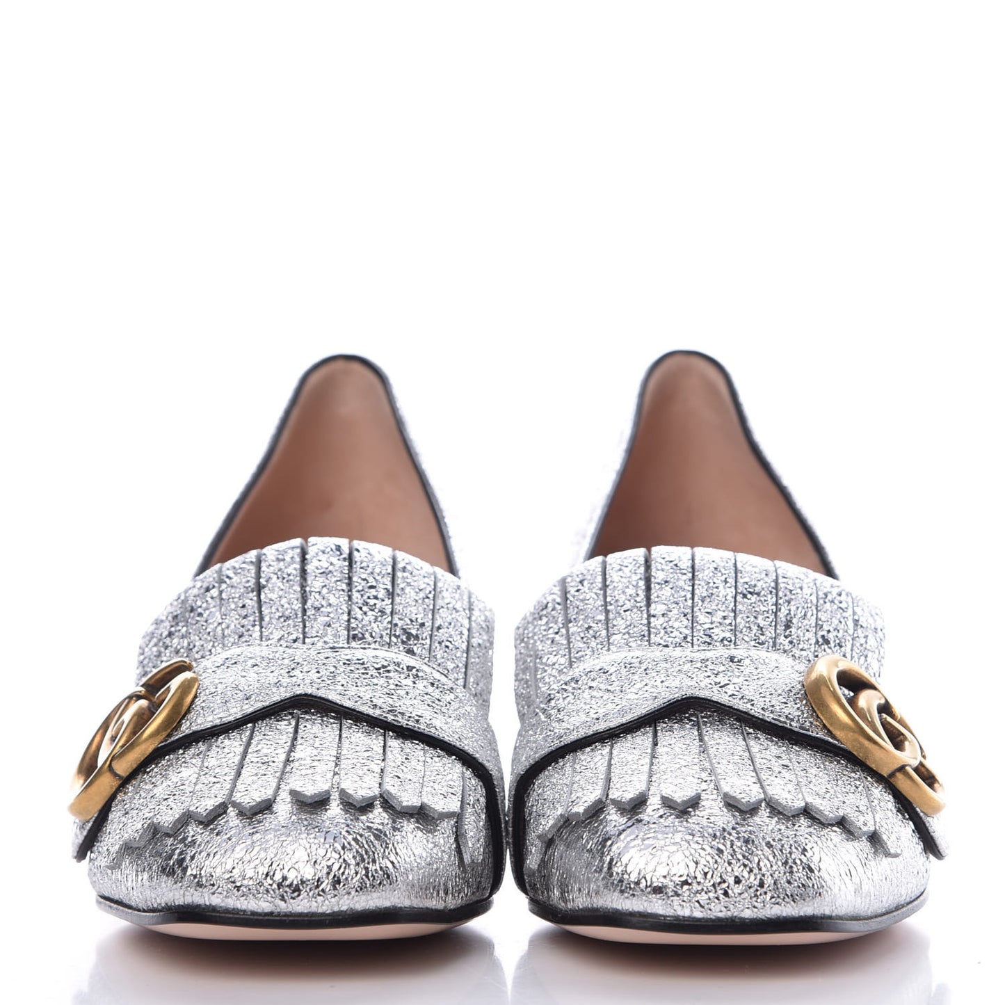Galassia GG Marmont Fringe 50mm Loafer Pumps 36 Argento