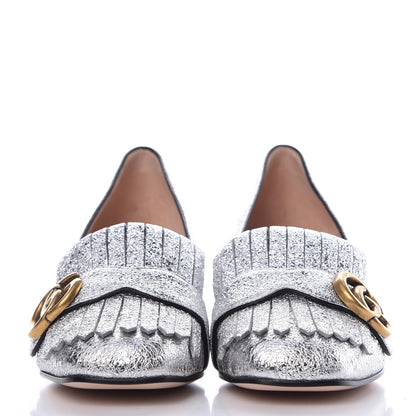 Gucci Galassia GG Marmont Fringe 50mm Loafer Pumps 36 Argento 2 of 9