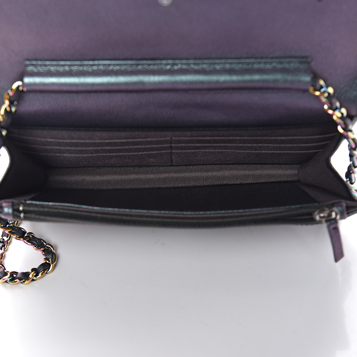 Chanel Iridescent Goatskin Quilted Wallet On Chain WOC Purple 5 of 11