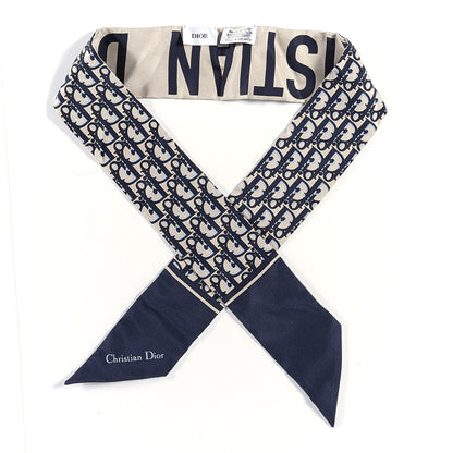Christian Dior Silk Oblique Mitzah Scarf Blue 1 of 6