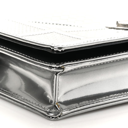 Christian Dior Metallic Patent Micro-Cannage Diorama Wallet on Chain Pouch Silver 8 of 9