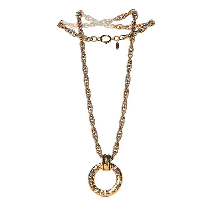 Chanel Metal Circle Chain Pendant Long Necklace Gold 3 of 7
