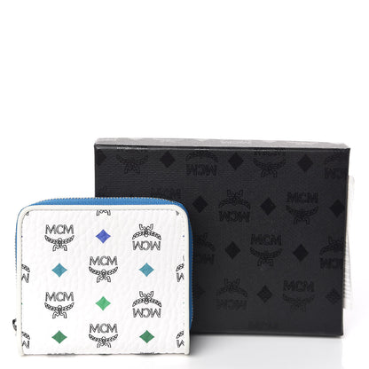 MCM Visetos Mini Zip Around Wallet White 7 of 7