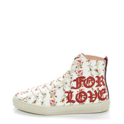 Gucci Canvas Romantic Print Major Blind For Love High Top Sneakers 35.5 in Ivory 1 of 11