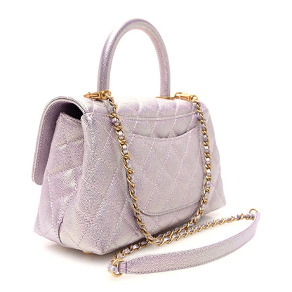 Chanel Metallic Caviar Quilted Mini Coco Handle Flap Light Pink 3 of 11