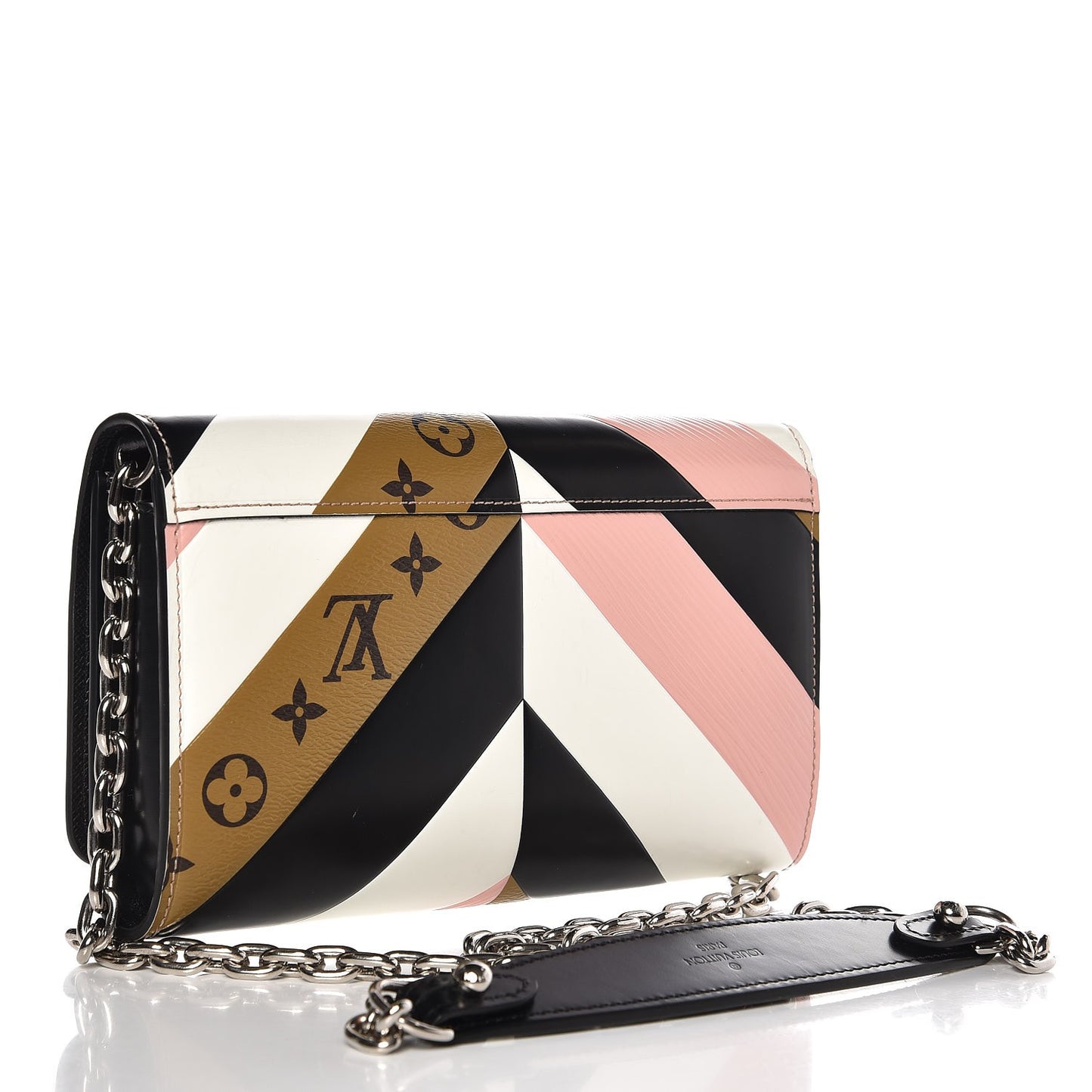Epi Reverse Monogram Twist Chain Wallet Rose Ballerine