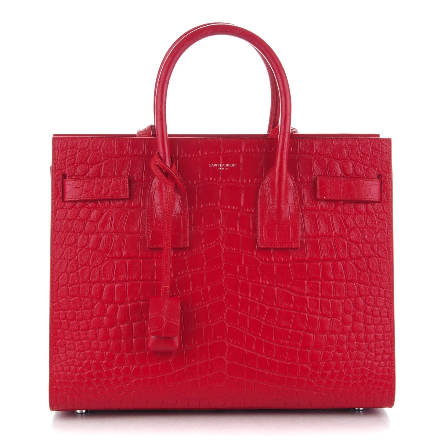 Calfskin Crocodile Embossed Small Sac De Jour Rouge