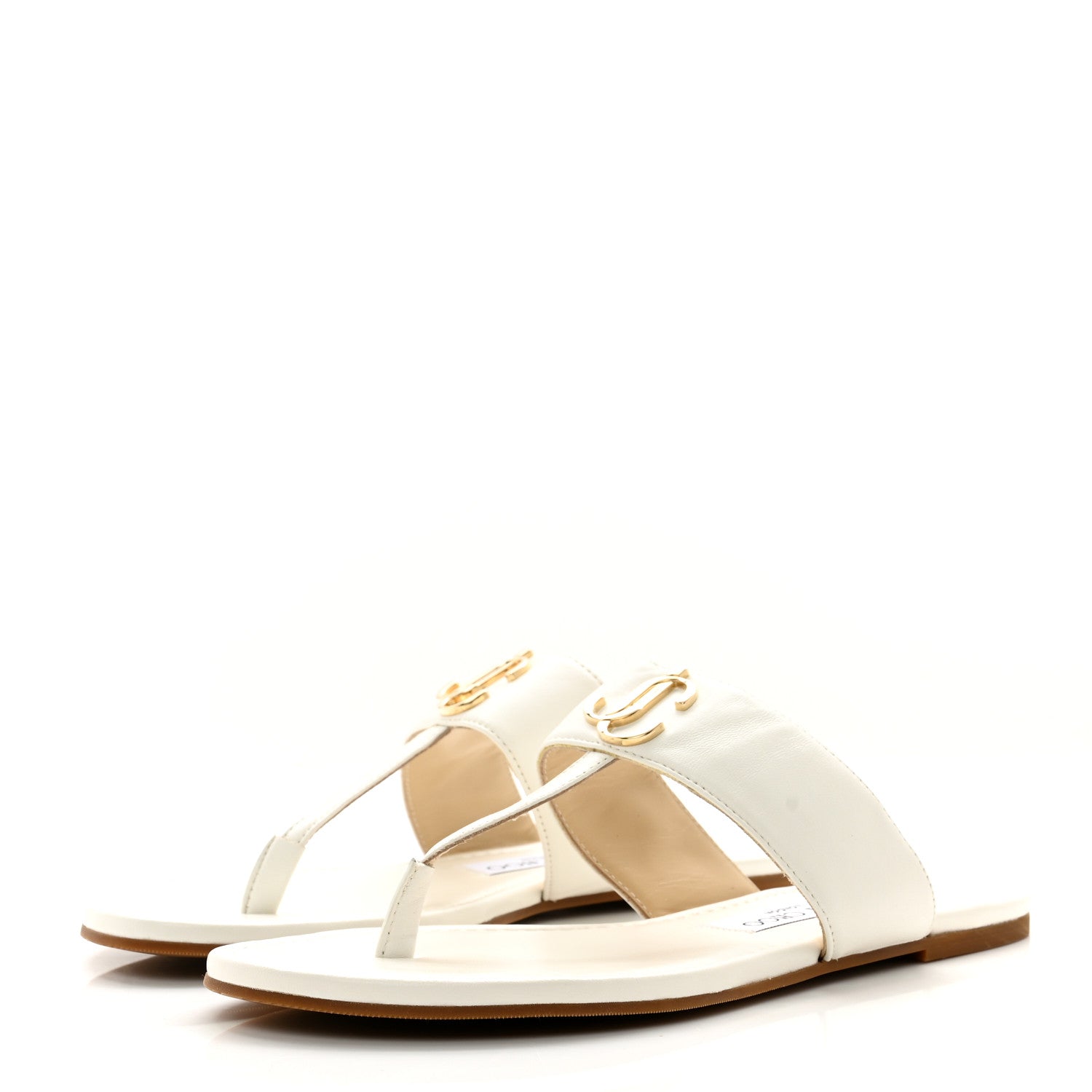 Jimmy Choo Calfskin JC Flat Sandals 38 Milk 3 of 7