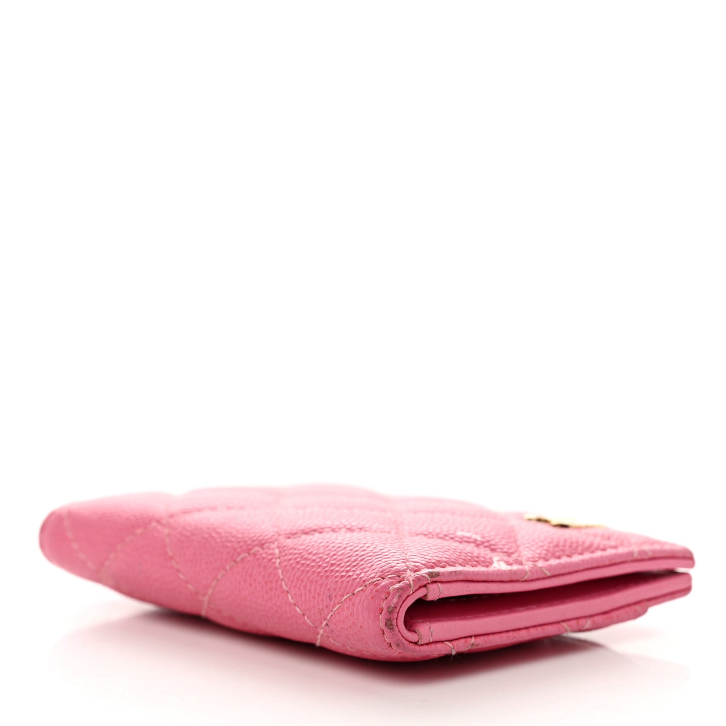 Caviar Quilted Card Holder Wallet Pink