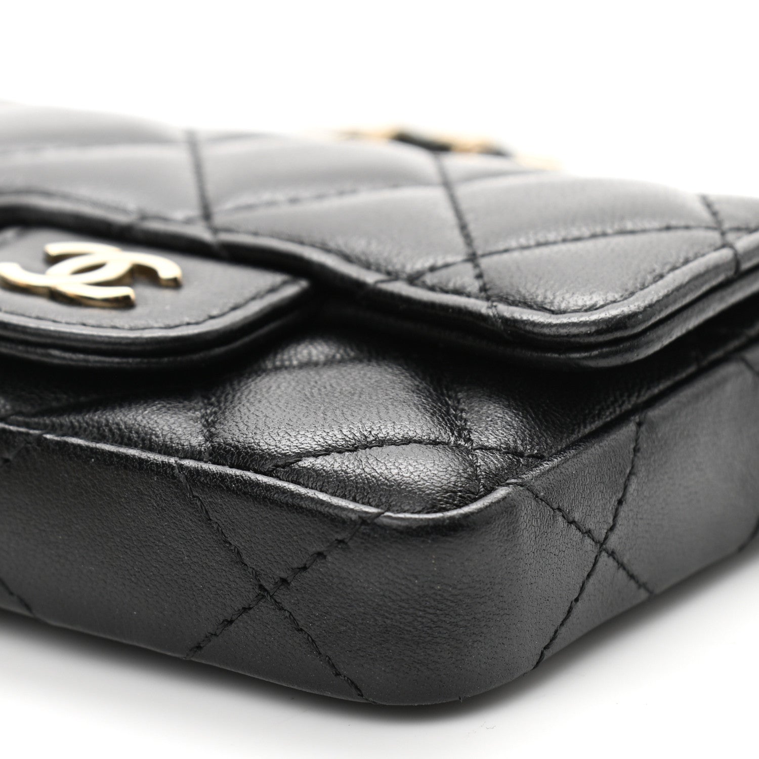 Chanel Lambskin Quilted Chain Belt Bag Black 10 of 11