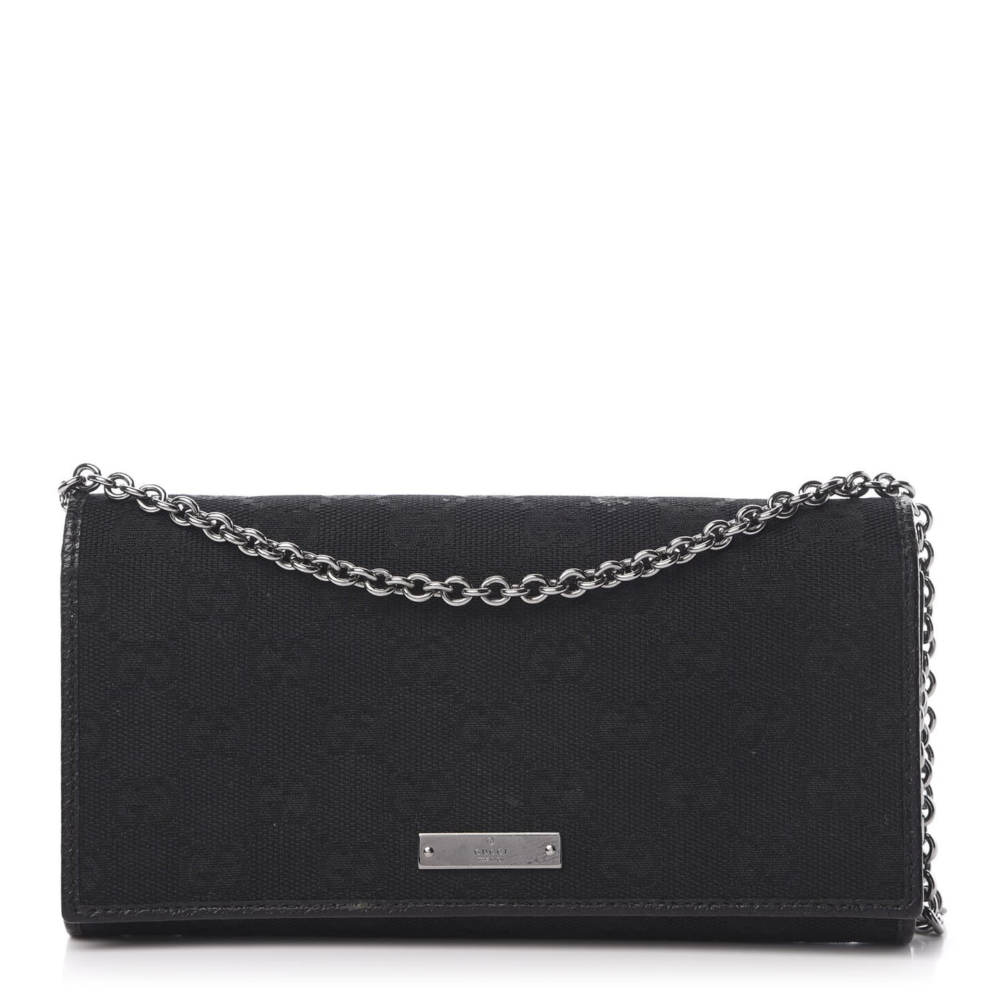 Monogram Metal Bar Chain Wallet Black